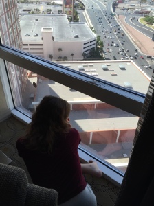 when we got to Las Vegas (short stop to fly home), she spent quite some time stimming on the view from our window